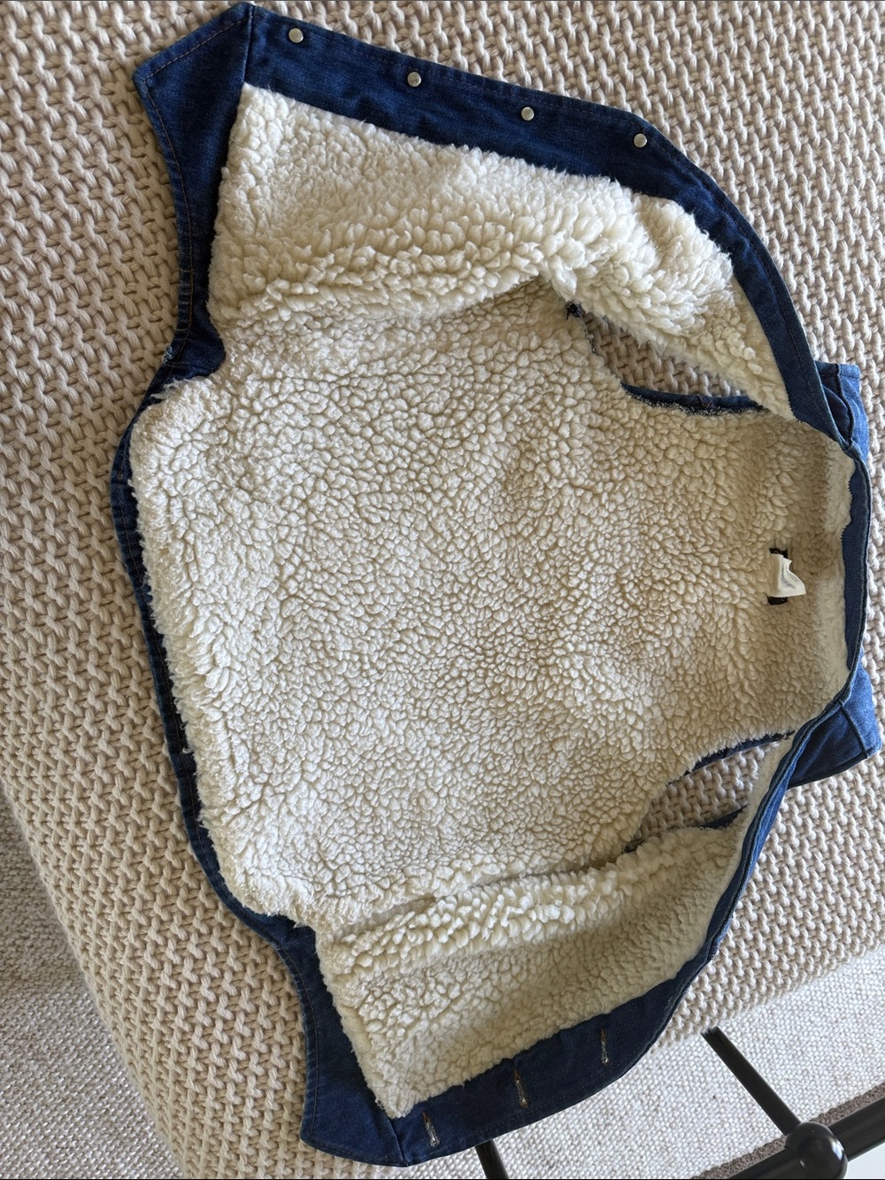 Late 70s Vintage Wrangler Blue no fault Denim Sherpa lined Vest - Picture 6 of 6